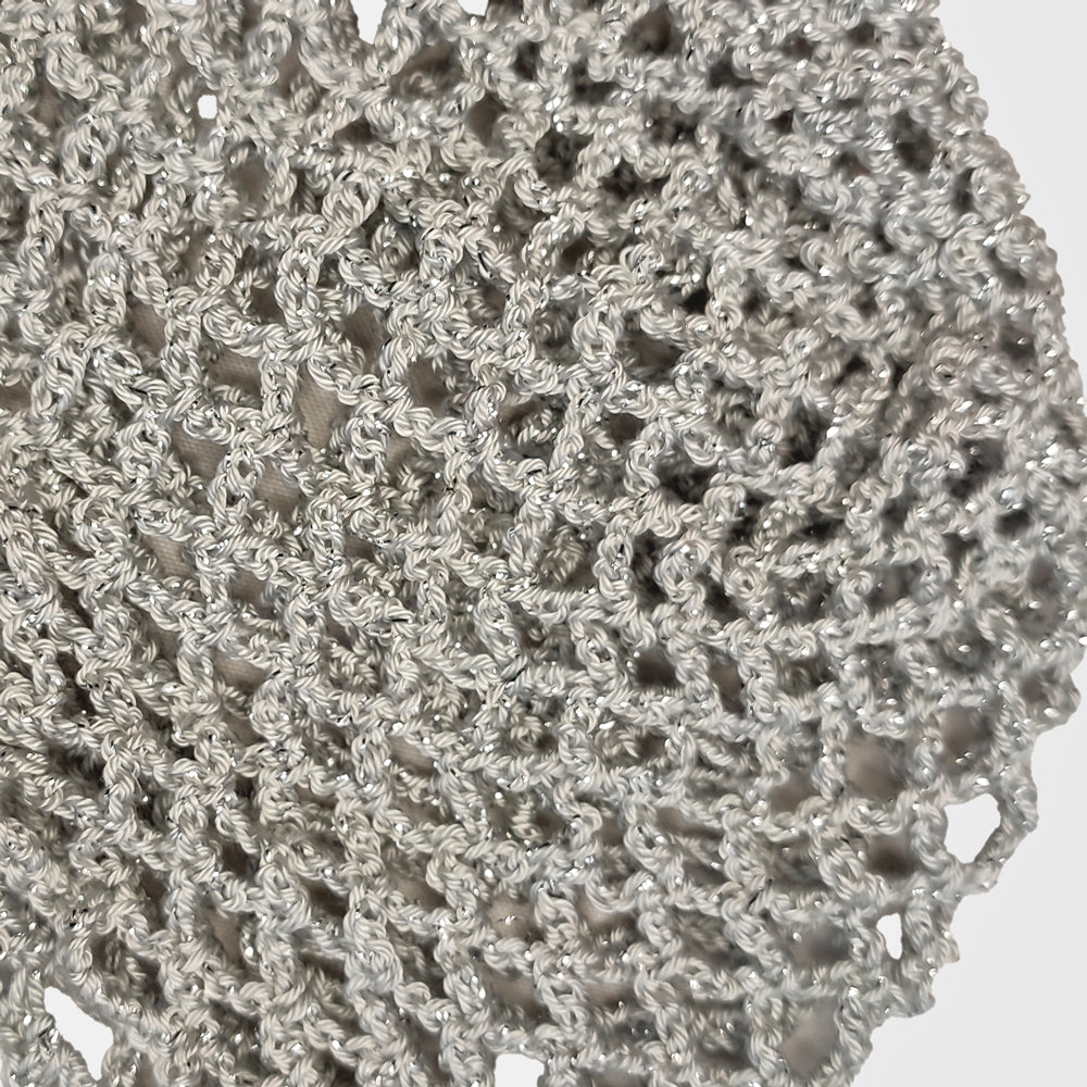 Crochet Hat Plateado Brillos