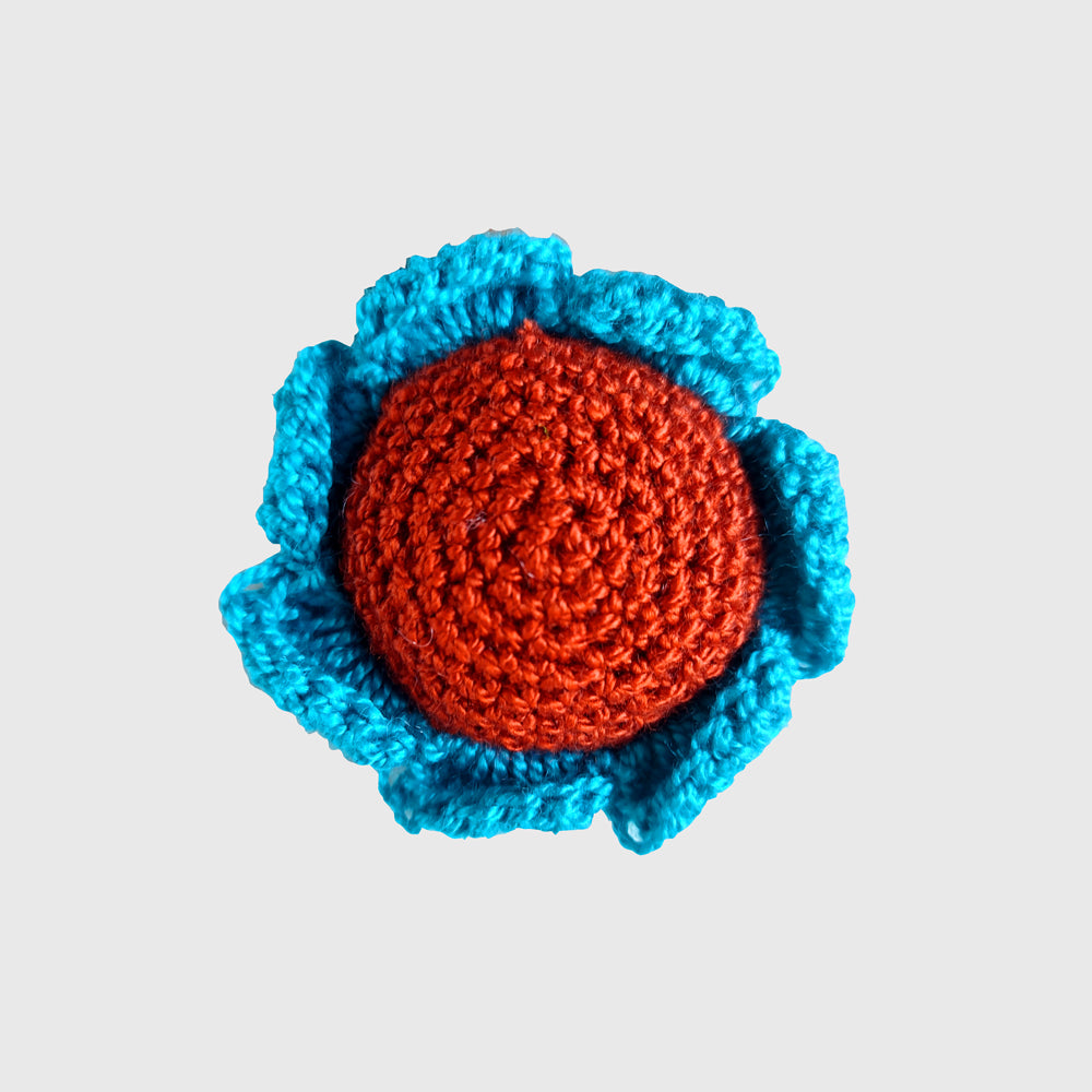 Coleta crochet flora naranja