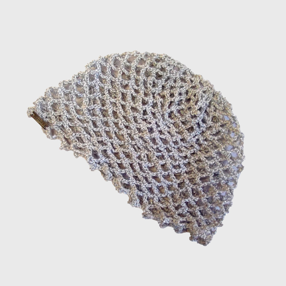 Crochet Hat Plateado Brillos