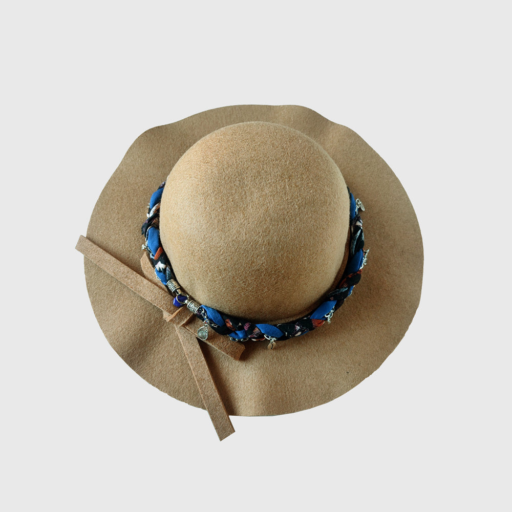 Sombrero ala corta beige - Strap Azul
