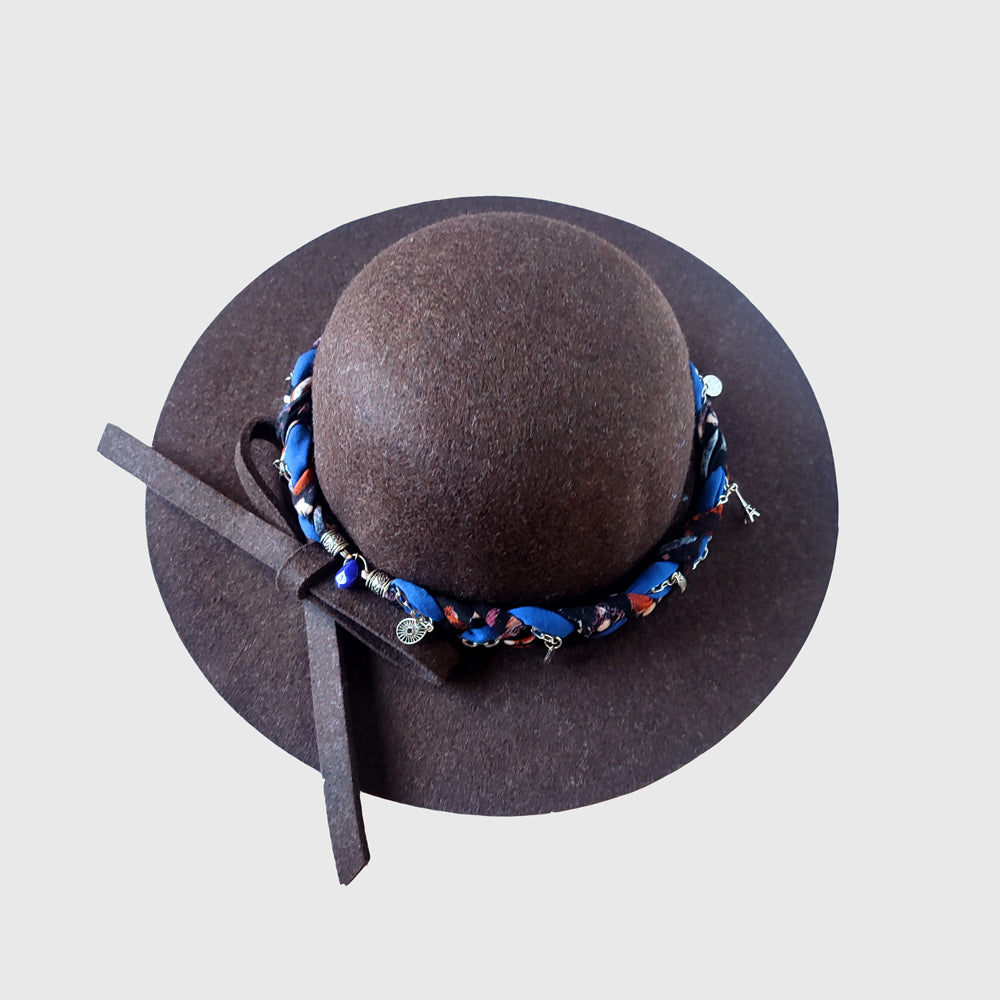 Sombrero ala corta cafe - Strap Azul