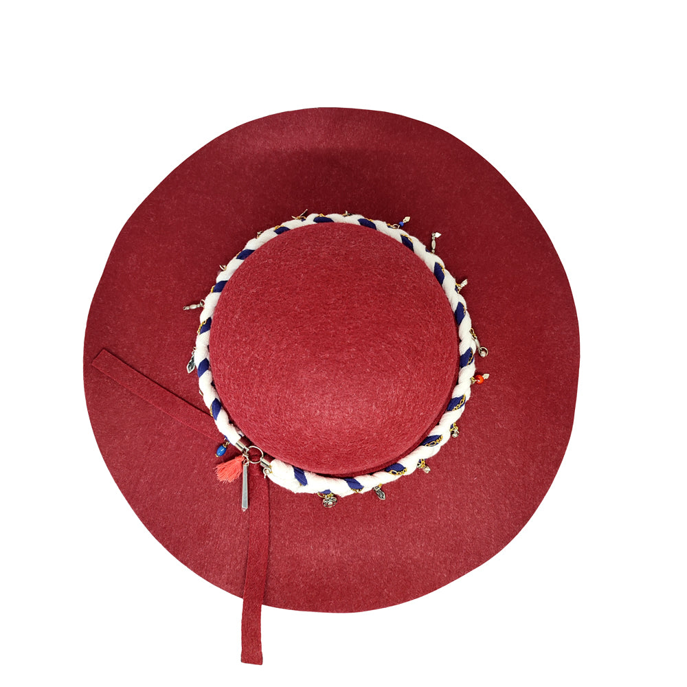 Sombrero ala ancha burdeo