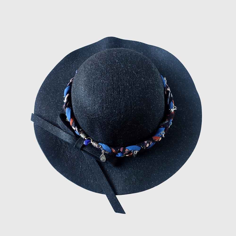 Sombrero ala corta negro - Azul